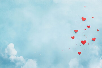 Airy and lighthearted illustration of a sky with scattered hearts, ideal for love, romance, and celebration designs.

