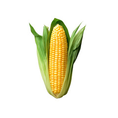 Obraz premium Fresh yellow corn on cob isolated on transparent background