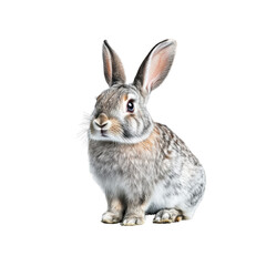 Obraz premium Grey rabbit isolated on transparent background