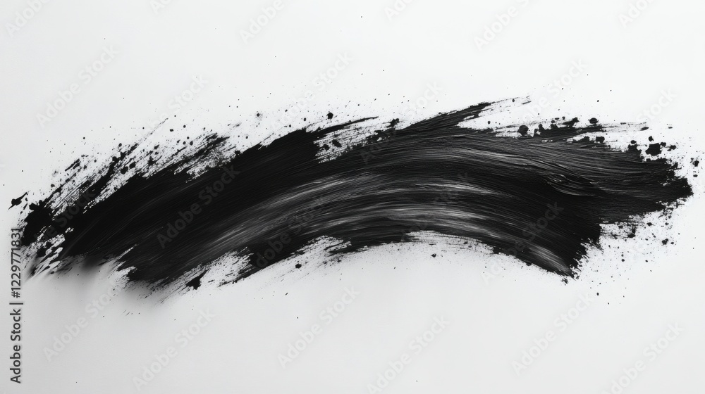Poster soft jagged brush stroke splashes in black ink on a white background creating a contrast of rough an