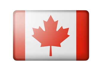 The Canadian flag. Rectangular matte icon. Isolated on white background