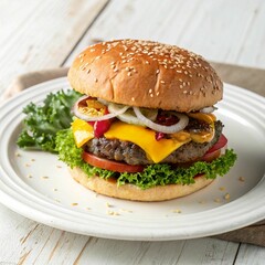hamburger on a plate