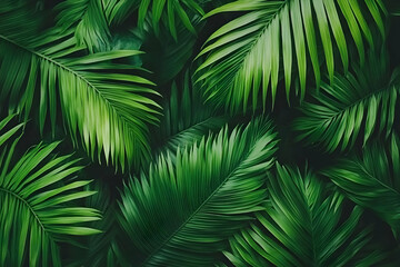 Lush Green Palm Leaves Background