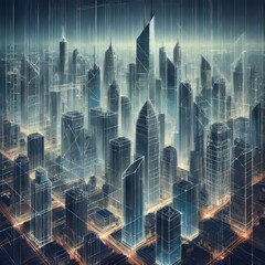 Lines in a city skyline