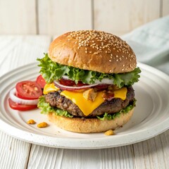 hamburger on a plate
