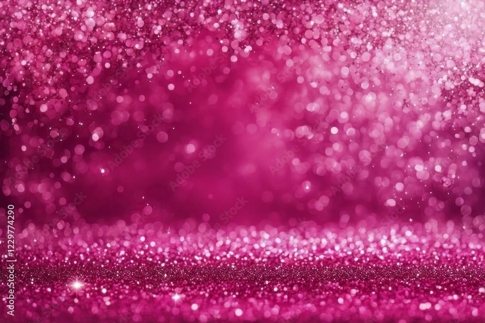 Poster shiny pink glitter background with soft bokeh lights creating a festive atmosphere, ai generated