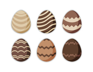 Set of Decorative Easter Eggs with Chocolate-Inspired Patterns