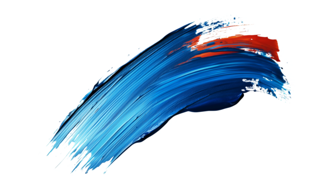 Vibrant colored blue and red abstract brushstroke on transparent PNG background for creative design and digital marketing visuals