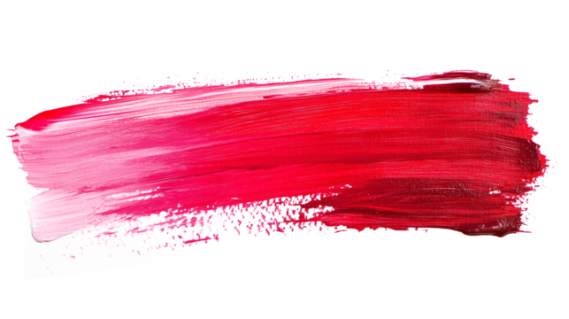 Vibrant red and pink abstract brushstroke on transparent PNG background for creative design and digital marketing visuals