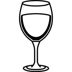 Stylized Wine Glass Vector Drawing