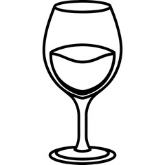 Stylized Wine Glass Vector Drawing