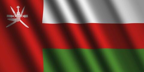 The Oman flag flying in the wind