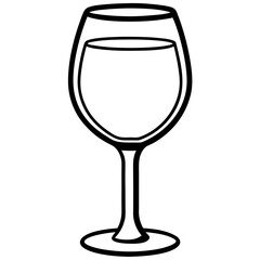 Stylized Wine Glass Vector Drawing