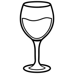 Stylized Wine Glass Vector Drawing