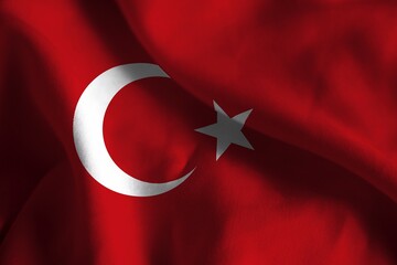 A ruffled fabric flag of Turkey