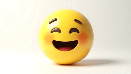 Fototapeta premium 3D rendering of a cheerful yellow emoji face - conveys happiness and playfulness - suitable for digital content, social media posts, or greeting cards