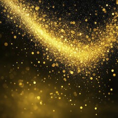 Curved golden sparkles against a dark background, creating a festive and magical atmosphere, AI generated