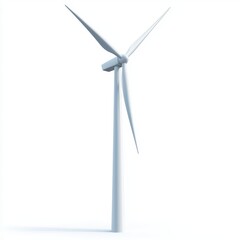wind turbine spinning in a clear sky, symbolizing fresh air and sustainability, isolated on a clean white background