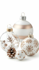 White & gold Christmas ornaments