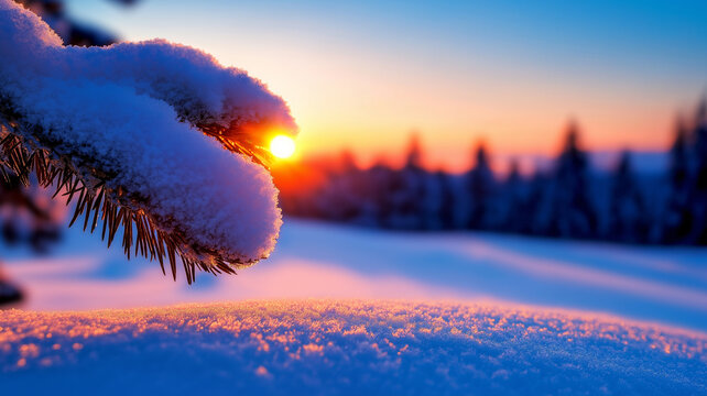 fir branch under snow