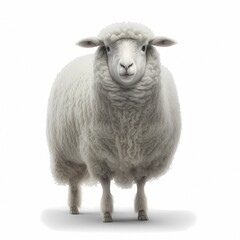 Fototapeta premium Lamb or juvenile sheep (Ovis gmelini aries), Easter lamb, against white background, Ai generated