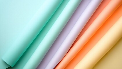 Pastel-colored textured paper rolls arranged diagonally.
