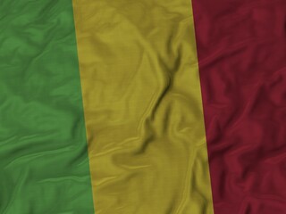 Closeup of Ruffled Mali flag, Fabric Ruffled Flag Background