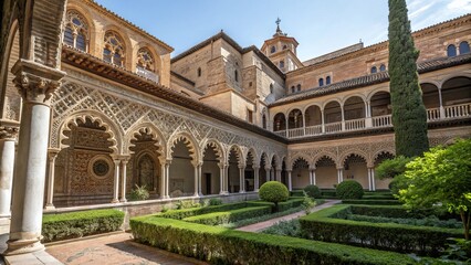 Obraz premium Architectural Quadrangle: Stunning Courtyard Photoshoot