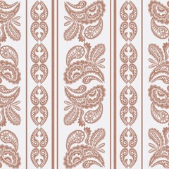 Elegant seamless pattern featuring intricate paisley designs in earthy tones, creating a sophisticated and timeless look perfect for textiles and wallpapers.