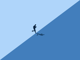 Businessmen run and balance themselves without losing focus