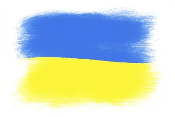 Obraz premium The Ukrainian flag, Painted grunge flag, brush strokes. Isolated on white background