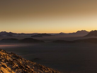 Sunset over the Tsaris Mountains, Hardap Region, Namibia, Africa