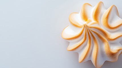 Fototapeta premium Delicate Swirled Meringue Cookie on Light Gray Background