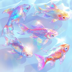Fototapeta premium Vibrant koi fish swimming underwater scene digital artwork aquatic environment aesthetic viewpoint colorful serenity