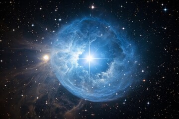 Obraz premium Celestial Vega Star: Night Sky Photography, Deep Space, Cosmic Dust