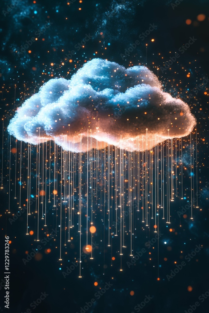 Poster mesmerizing digital cloud illuminating the future of data and technology
