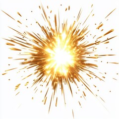 Fototapeta premium of bright golden sparks flying outward in a dynamic motion, isolated on a clean white background