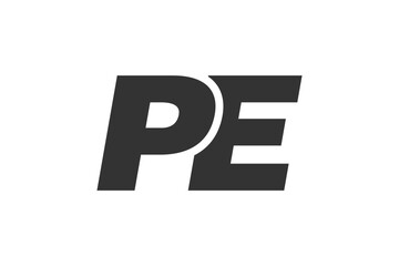 PE Techno Editable Font Logo For Corporate Branding. Bold, Futuristic Design With Unique Typographic Ideas. Minimal Custom Type And Dynamic Letter
