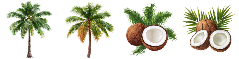 Tropical landscape with lush coconut palm trees and coconuts in a picturesque exotic paradise island beach setting  Scenic tropical nature and vegetation in a tranquil summer vacation destination