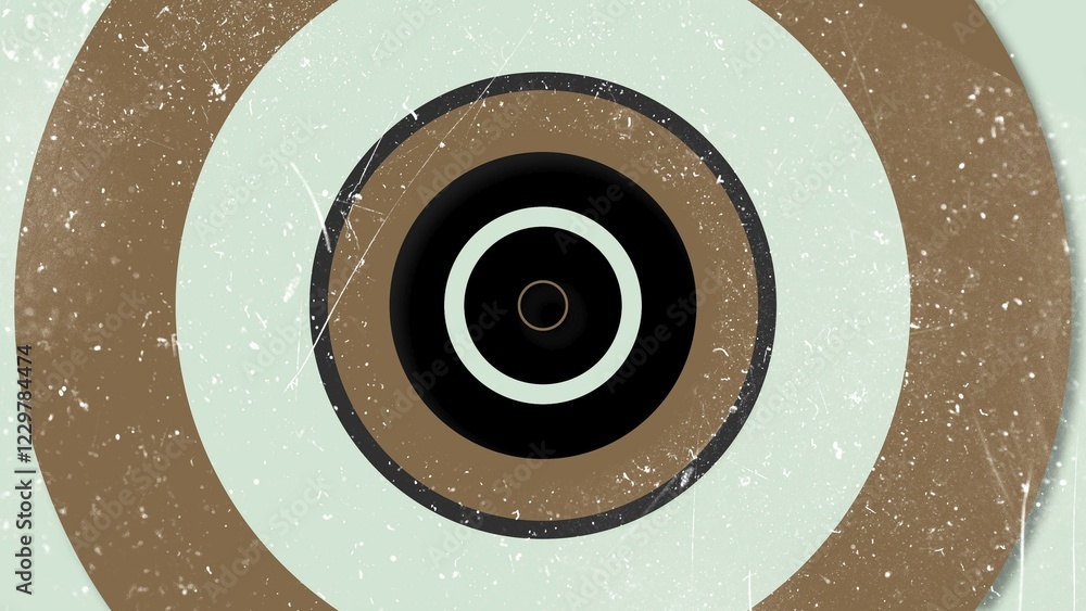 Poster retro circles with dust and scratches with grunge effect, 3d rendering computer generated background
