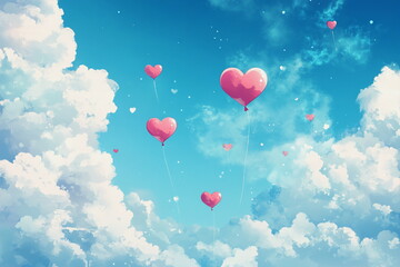 Soft white clouds in a clear blue sky, ideal for nature, freedom, travel, happiness, and peaceful lifestyle backgrounds.
