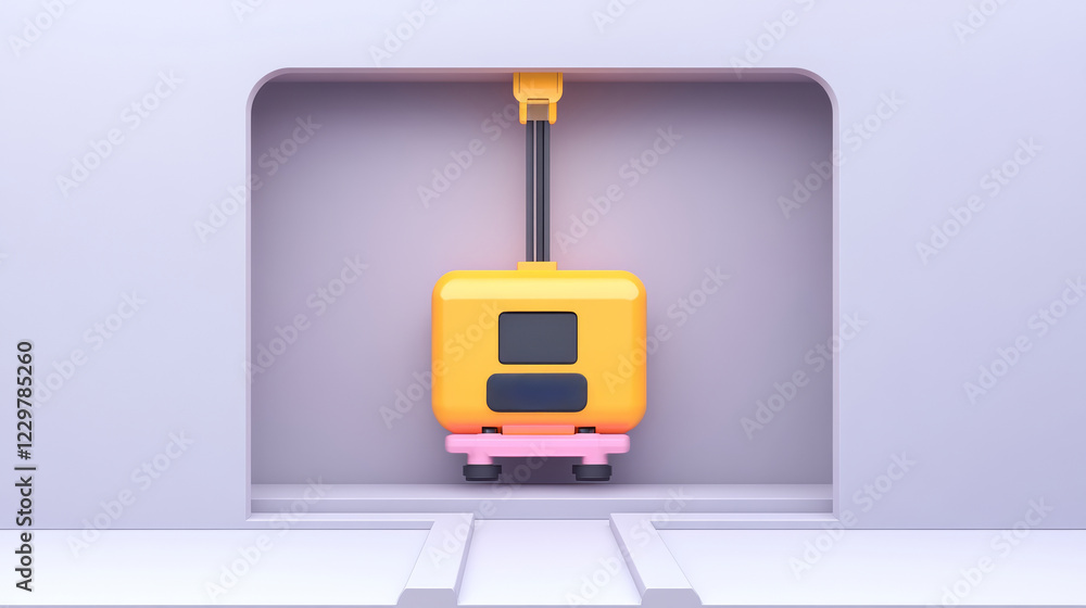 Aufkleber minimalist 3d render of a yellow block robot in a gray niche