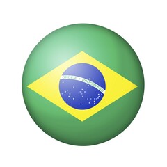 Fototapeta premium The Brazilian flag. Round matte icon. Isolated on white background