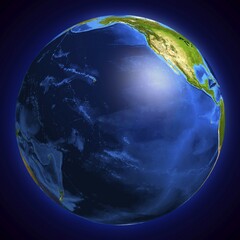 High resolution Earth globe showing the surface of the Pacific ocean and a part of North American continent. Isolated on black background. 8000 pix size available on request © Oleksiy Maksymenko/imageBROKER