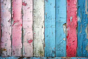 Colorful weathered wooden boards creating nostalgic textured background