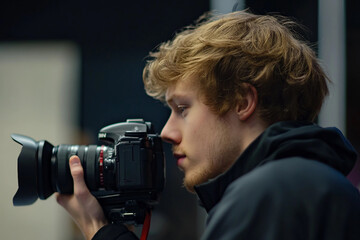 Fototapeta premium A professional photographer in a modern studio generative AI