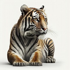 Fototapeta premium Tiger, in front of white background, AI generated