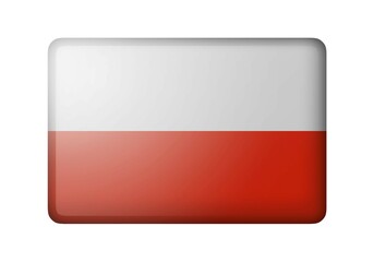 The Polish flag. Rectangular matte icon. Isolated on white background