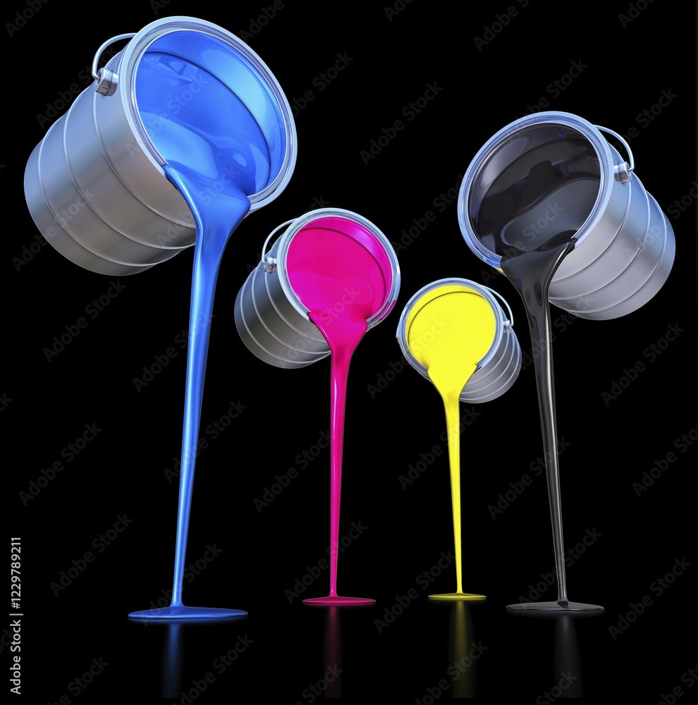 Poster 3d rendering of a cmyk concept