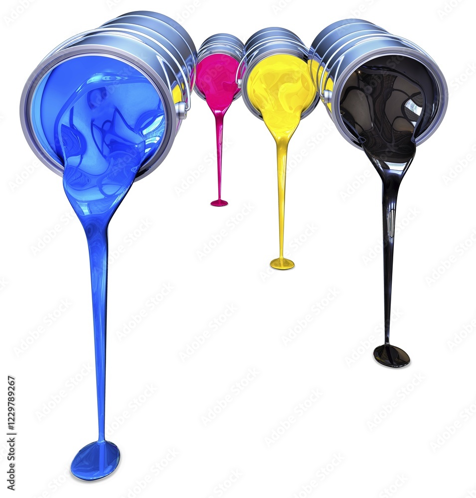 Poster 3d rendering of a cmyk color concept